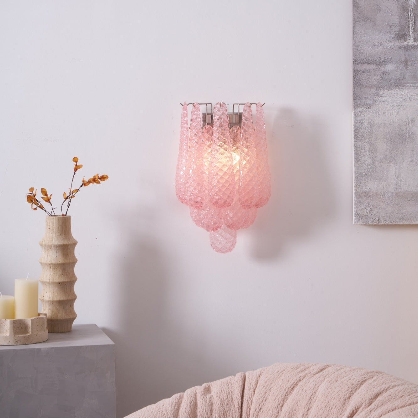 Aurora Wall Lamp Pink Teardrop Glass Floral Artistic - Letslighting