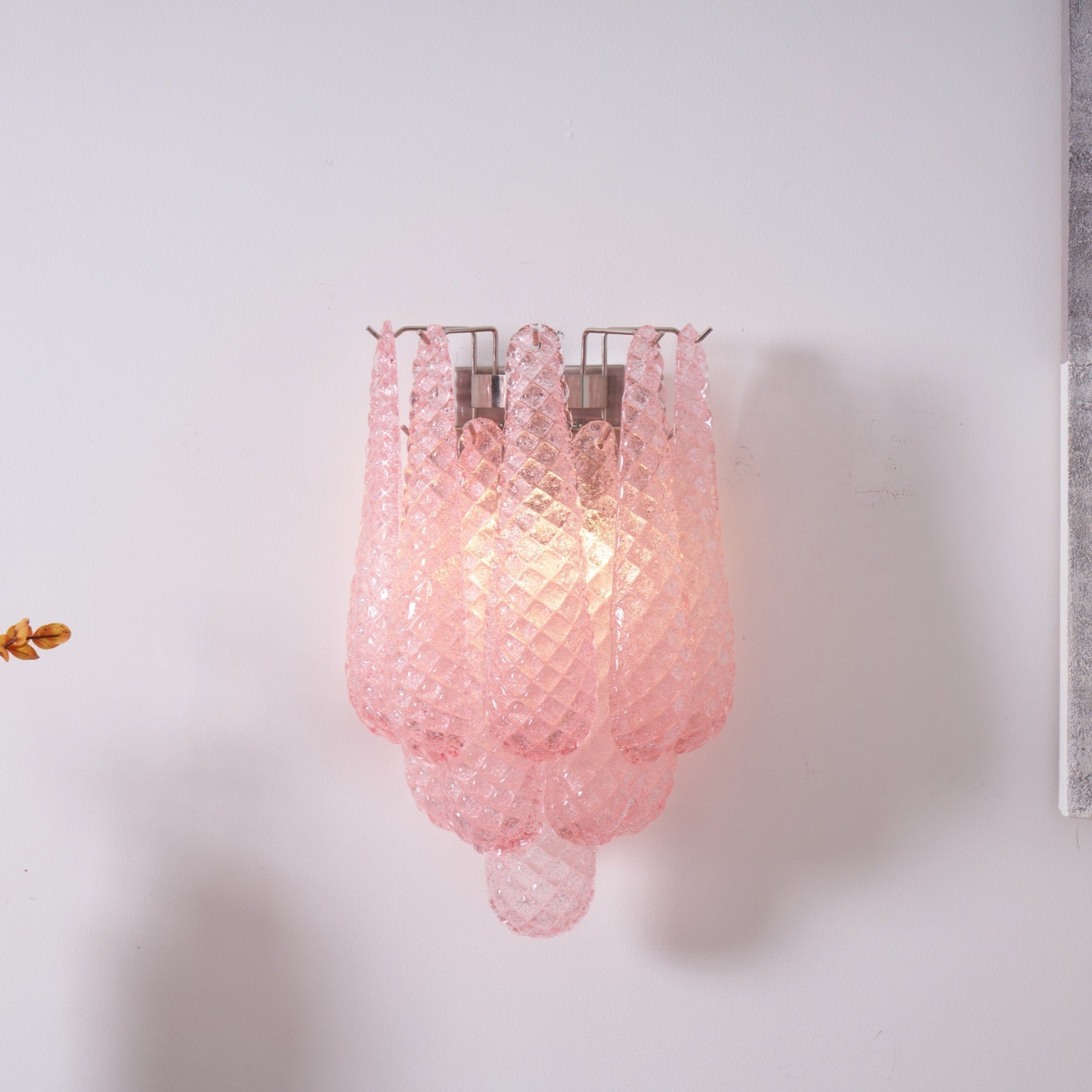 Aurora Wall Lamp Pink Teardrop Glass Floral Artistic - Letslighting