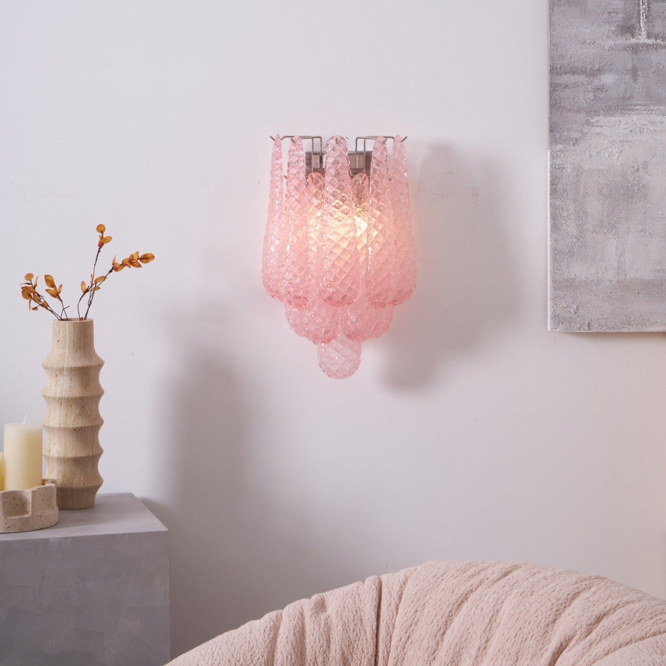 Aurora Wall Lamp Pink Teardrop Glass Floral Artistic - Letslighting