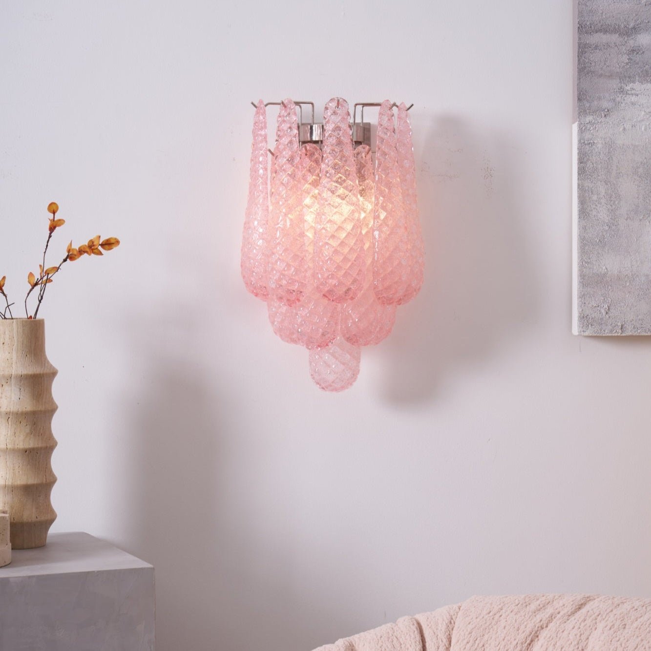Aurora Wall Lamp Pink Teardrop Glass Floral Artistic - Letslighting