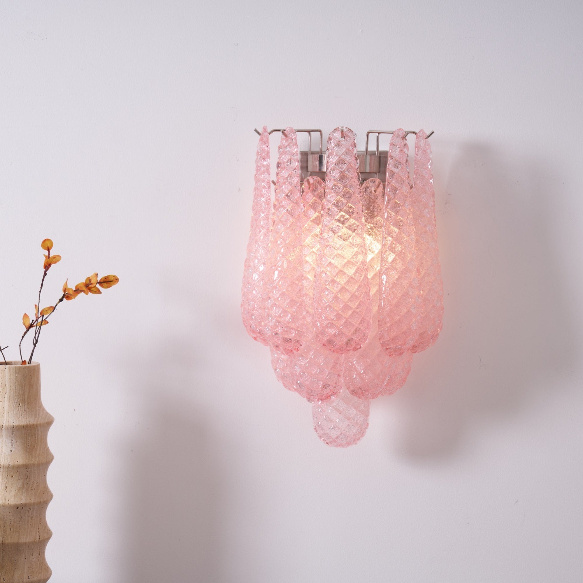 Aurora Wall Lamp Pink Teardrop Glass Floral Artistic - Letslighting
