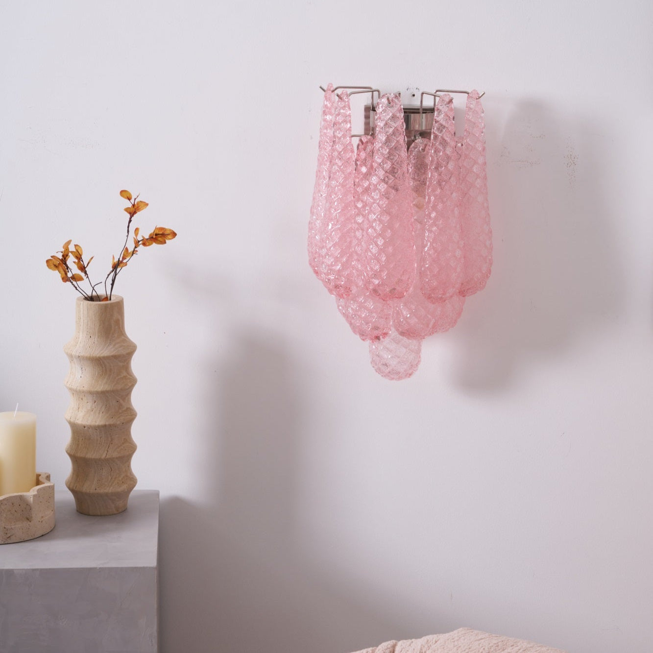 Aurora Wall Lamp Pink Teardrop Glass Floral Artistic - Letslighting