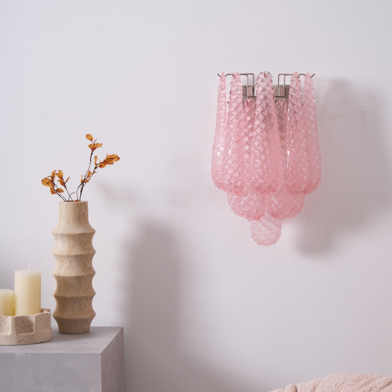 Aurora Wall Lamp Pink Teardrop Glass Floral Artistic - Letslighting