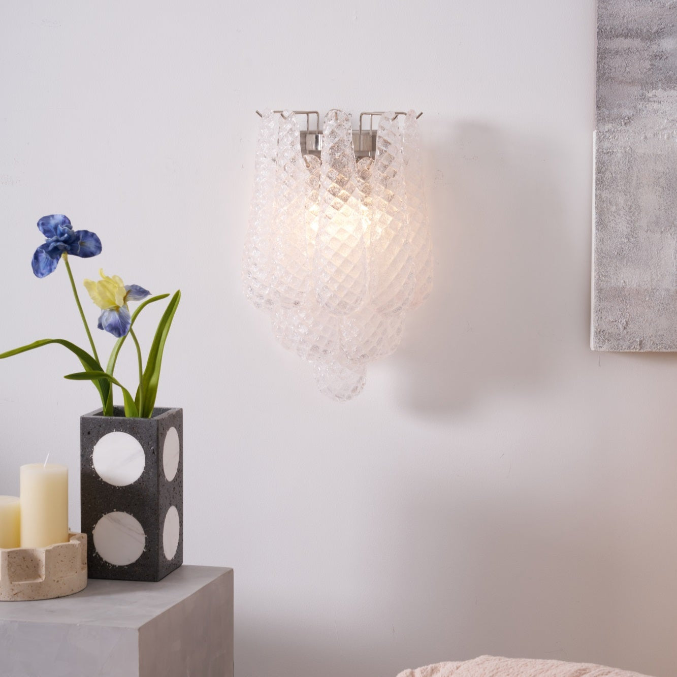 Aurora Wall Lamp Pink Teardrop Glass Floral Artistic - Letslighting