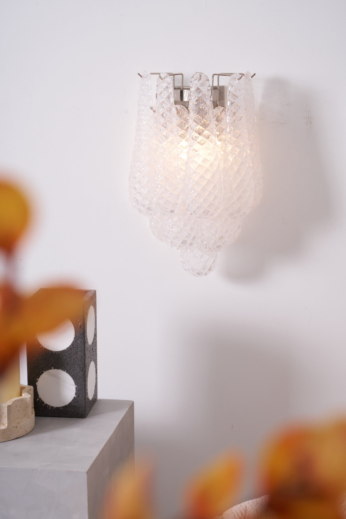 Aurora Wall Lamp Pink Teardrop Glass Floral Artistic - Letslighting