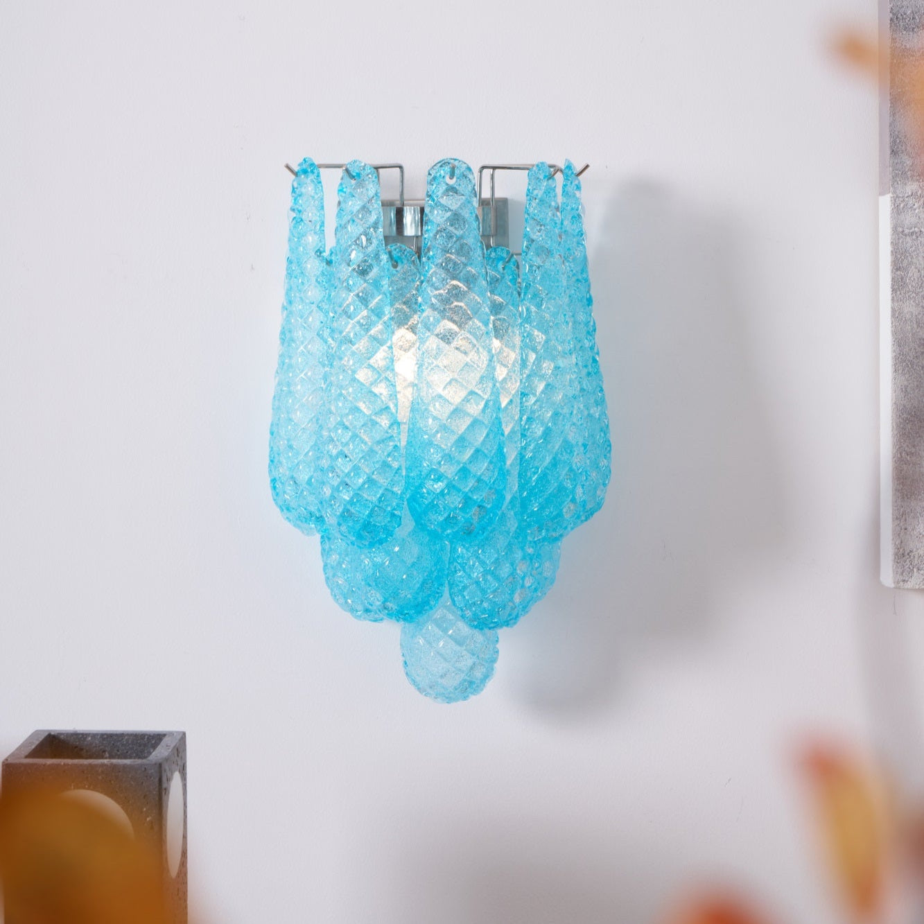 Aurora Wall Lamp Pink Teardrop Glass Floral Artistic - Letslighting