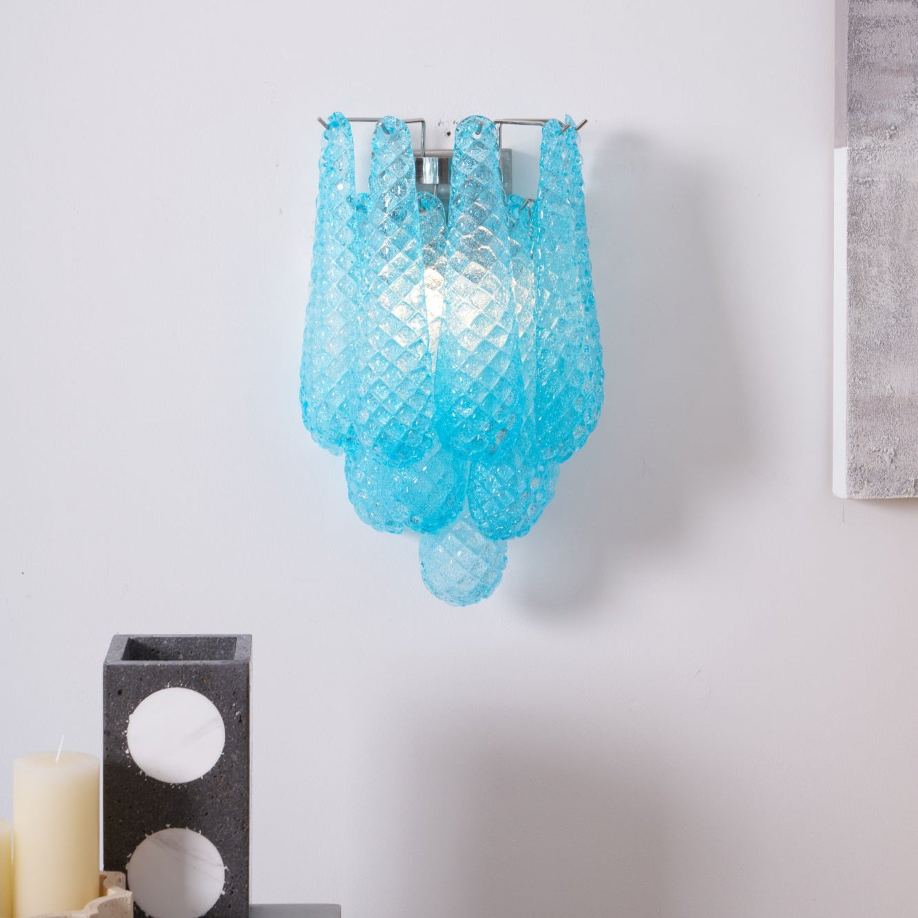 Aurora Wall Lamp Pink Teardrop Glass Floral Artistic - Letslighting