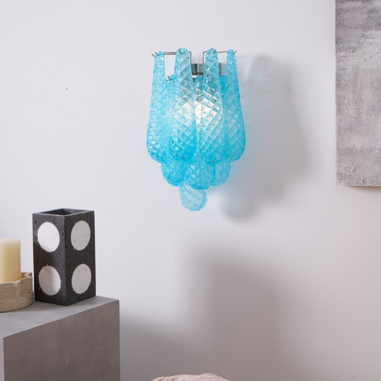 Aurora Wall Lamp Pink Teardrop Glass Floral Artistic - Letslighting