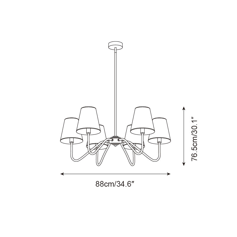 Lassen Chandelier Black Curved Arms Modern - Letslighting