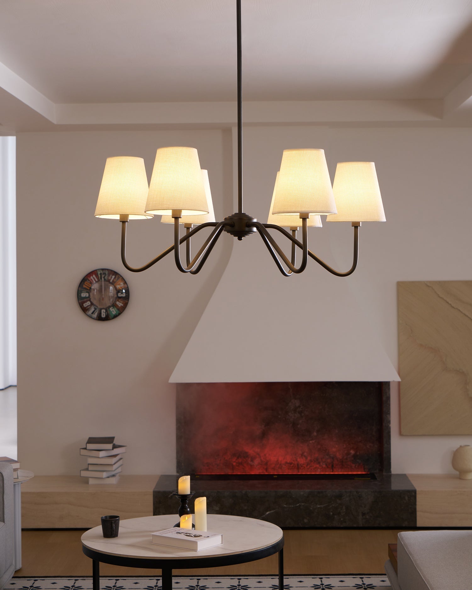 Lassen Chandelier Black Curved Arms Modern - Letslighting