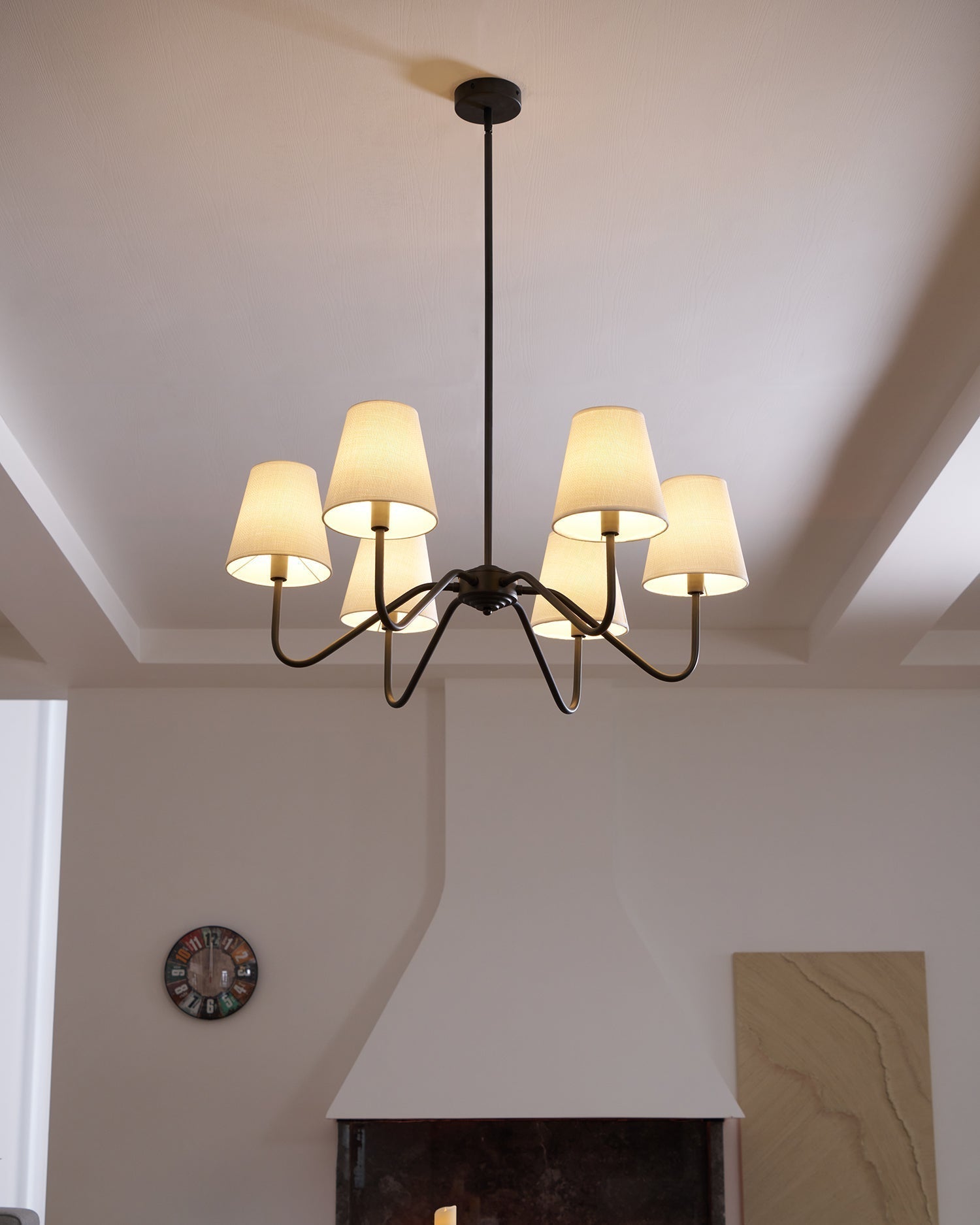 Lassen Chandelier Black Curved Arms Modern - Letslighting