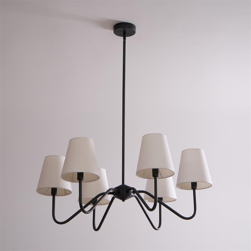 Lassen Chandelier Black Curved Arms Modern - Letslighting