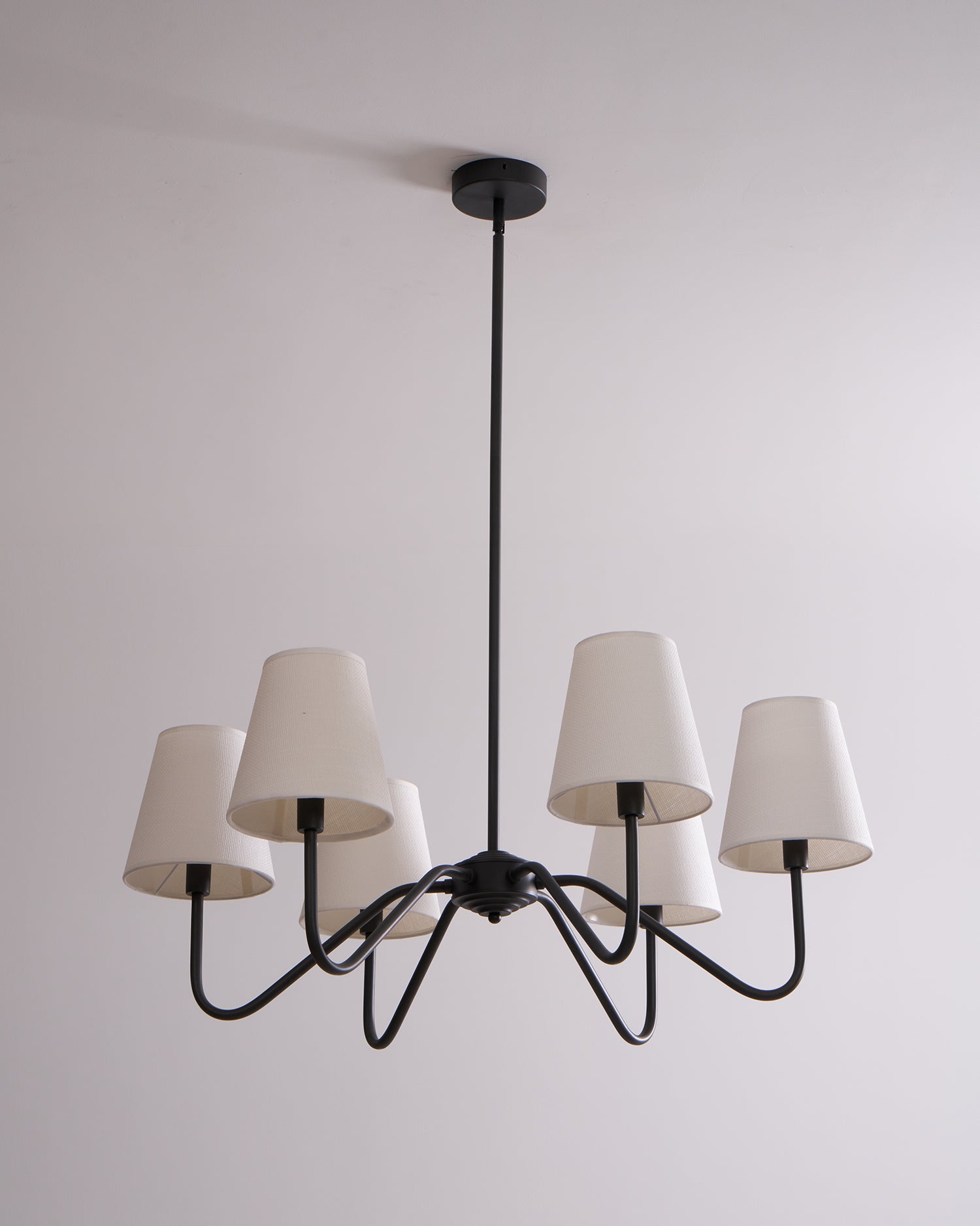 Lassen Chandelier Black Curved Arms Modern - Letslighting