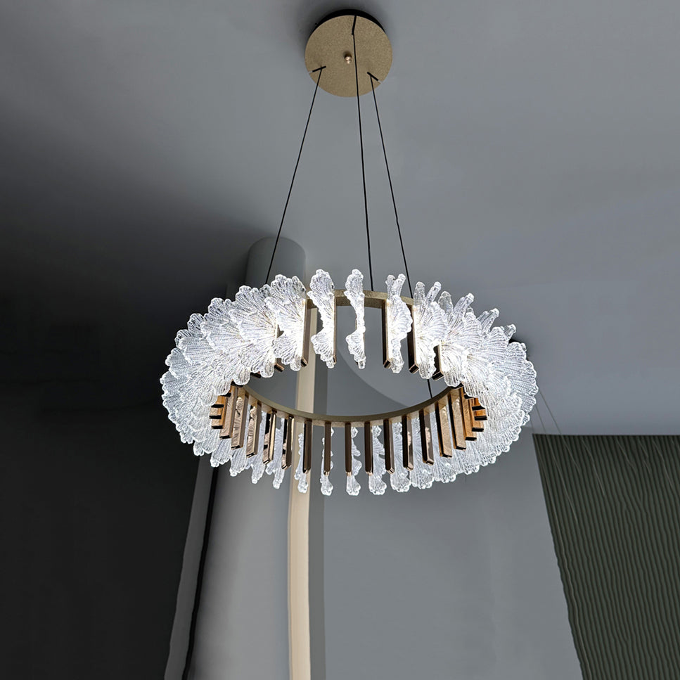 Chandelier en Verre et Acrylique de Luxe Ulcarir Feuille - Neutralighting