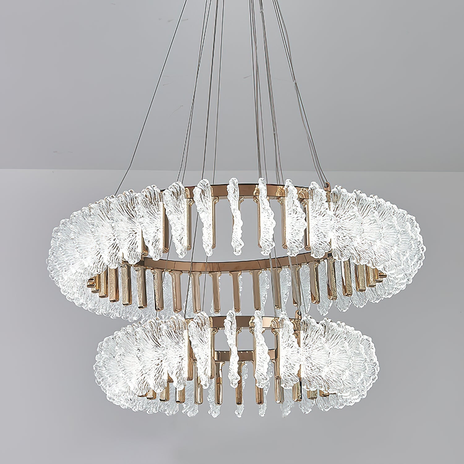 Chandelier en Verre et Acrylique de Luxe Ulcarir Feuille - Neutralighting