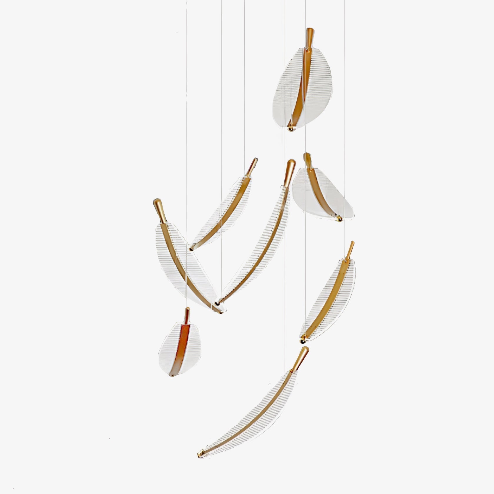 Lustra Chandelier Leaf Acrylic Gold Elegant Modern - Neutralighting