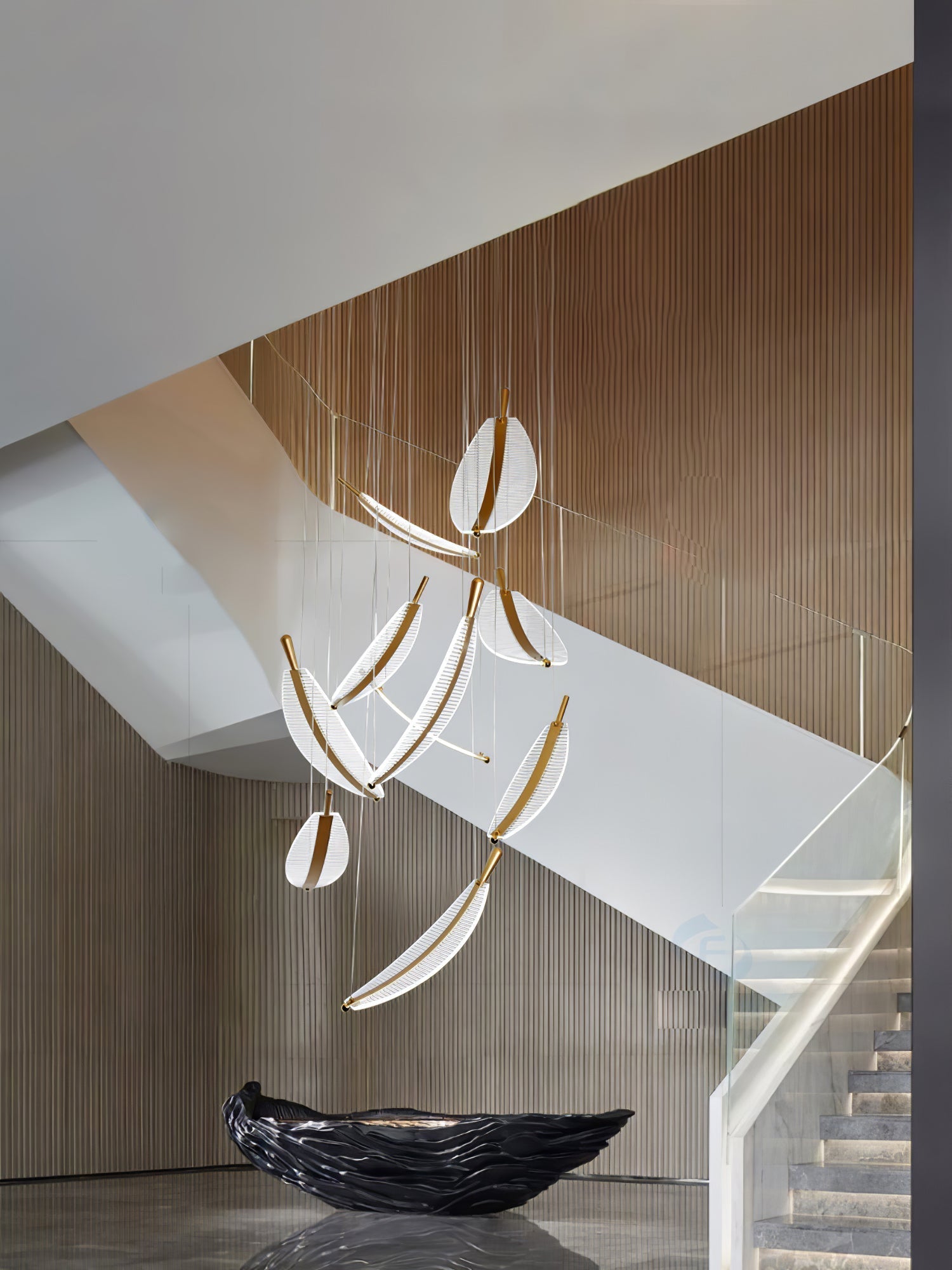 Lustra Chandelier Leaf Acrylic Gold Elegant Modern - Neutralighting