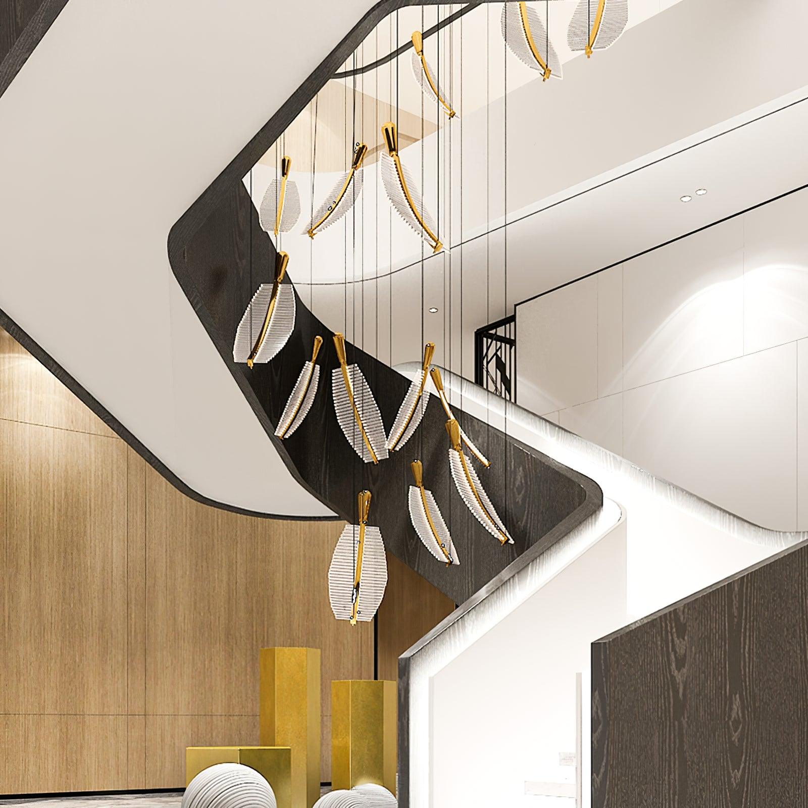 Lustra Chandelier Leaf Acrylic Gold Elegant Modern - Neutralighting
