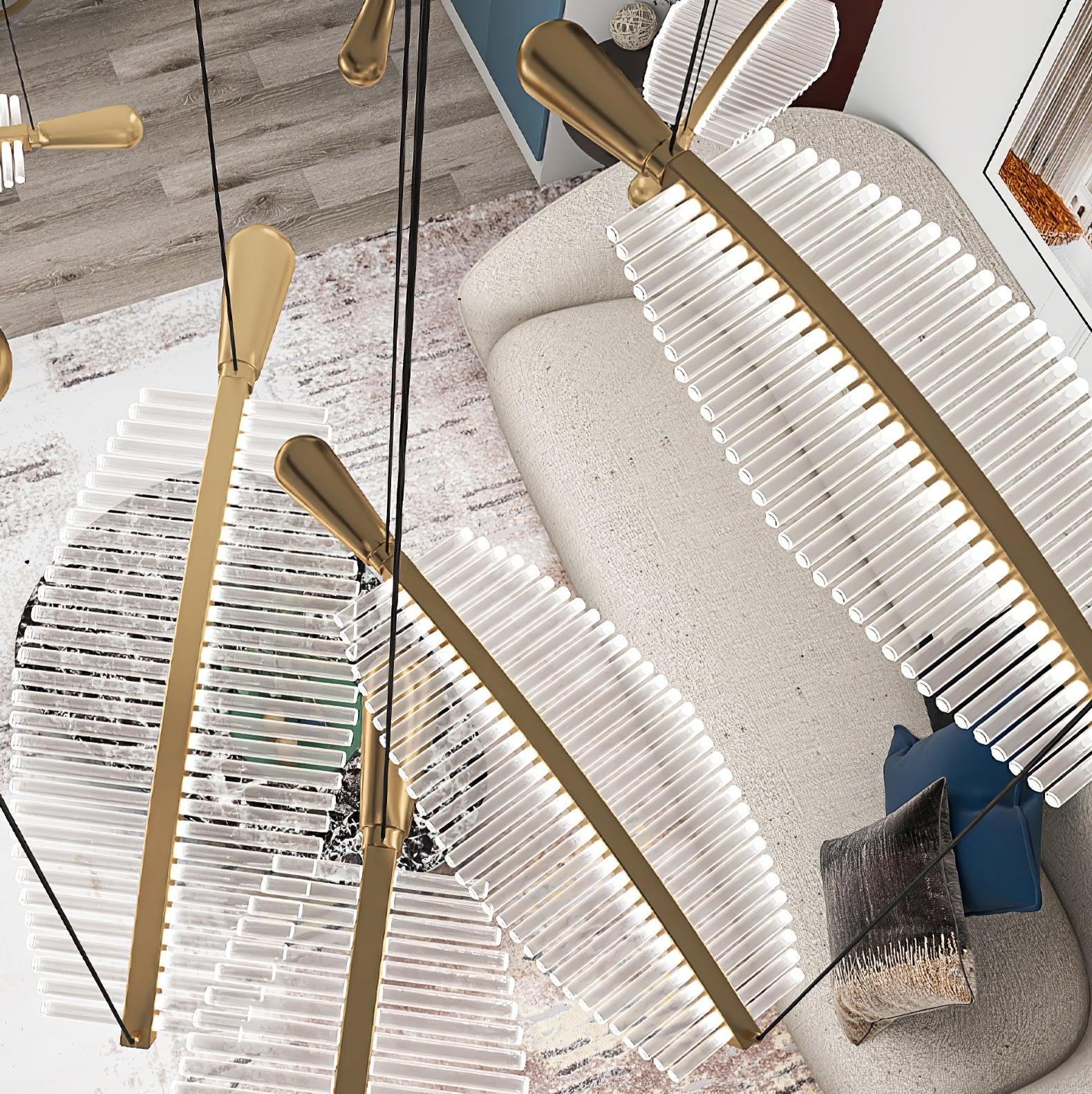 Lustra Chandelier Leaf Acrylic Gold Elegant Modern - Neutralighting