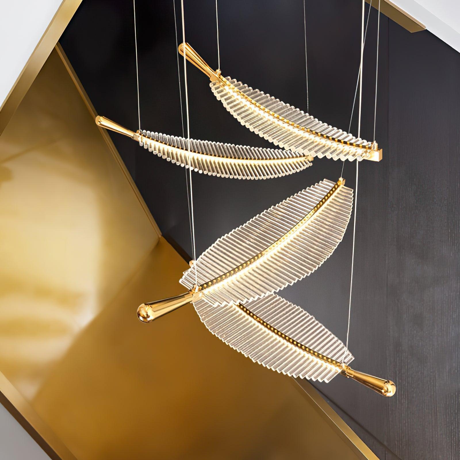 Lustra Chandelier Leaf Acrylic Gold Elegant Modern - Neutralighting