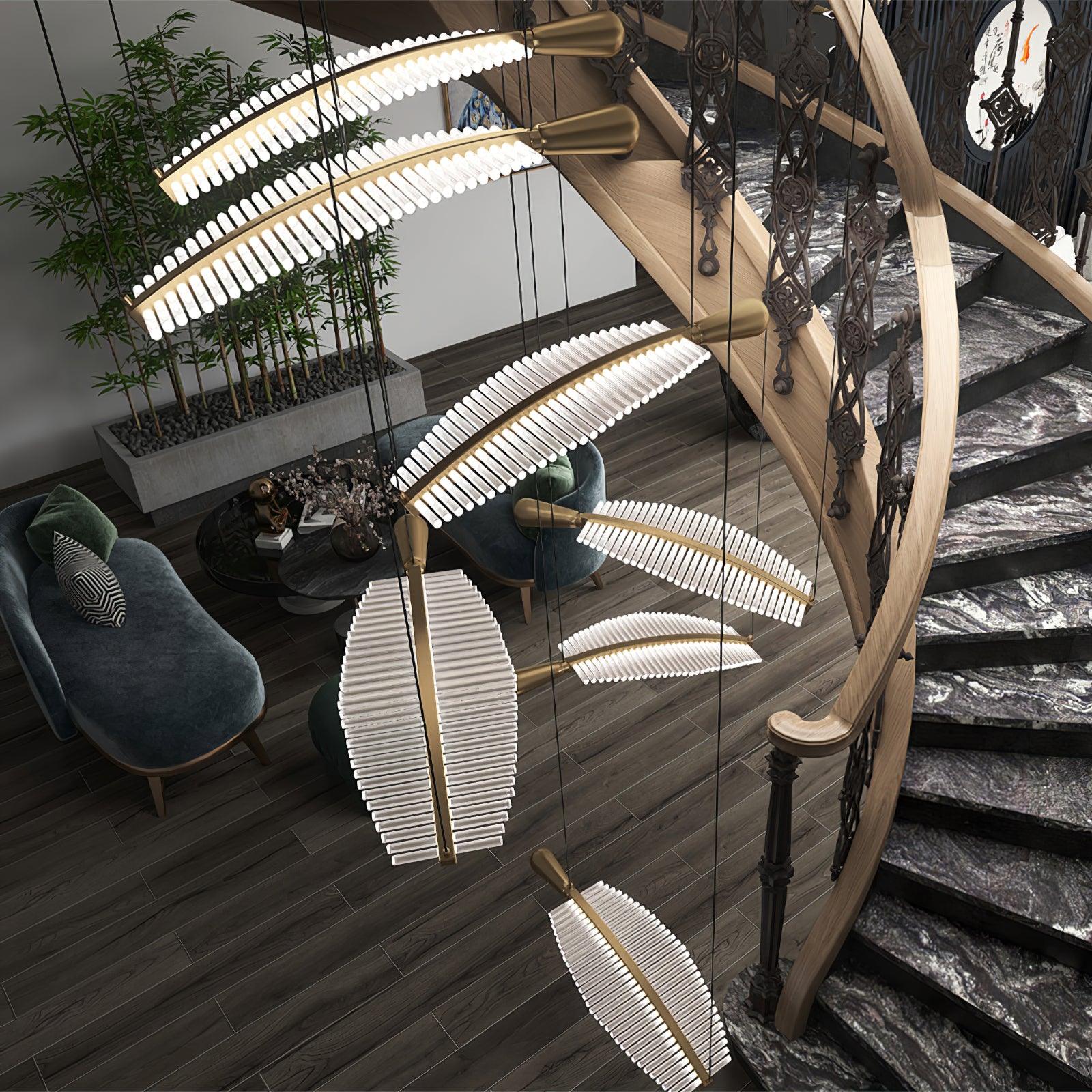 Lustra Chandelier Leaf Acrylic Gold Elegant Modern - Neutralighting