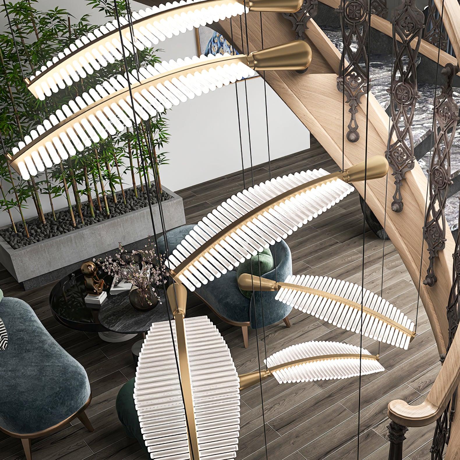 Lustra Chandelier Leaf Acrylic Gold Elegant Modern - Neutralighting