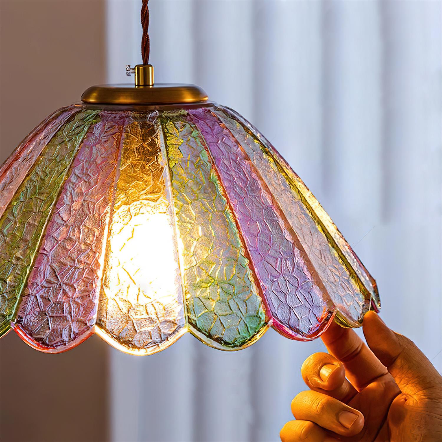 Leira Jupe Suspension Coquillage Teinté Verre Vintage - Neutralighting