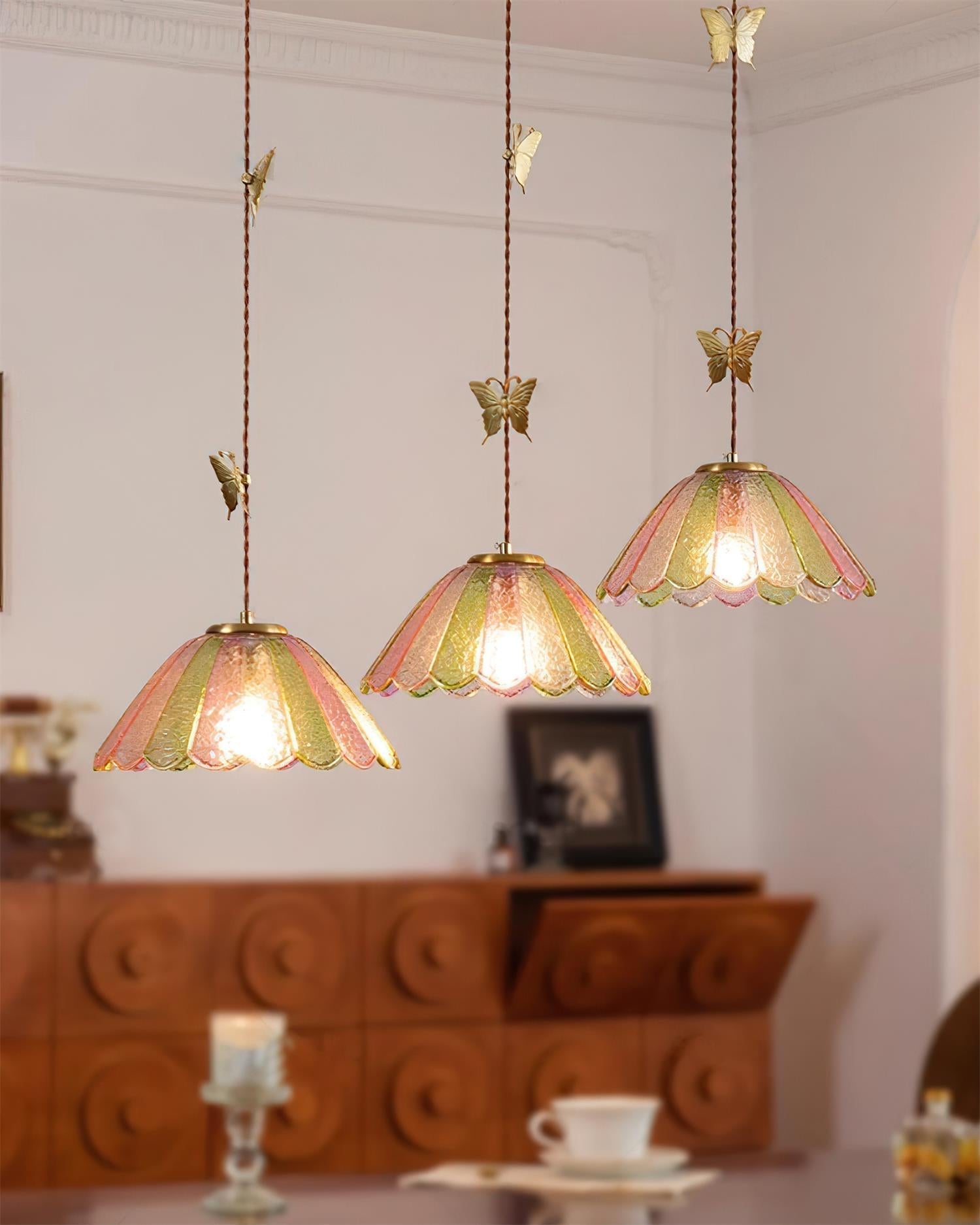 Leira Jupe Suspension Coquillage Teinté Verre Vintage - Neutralighting