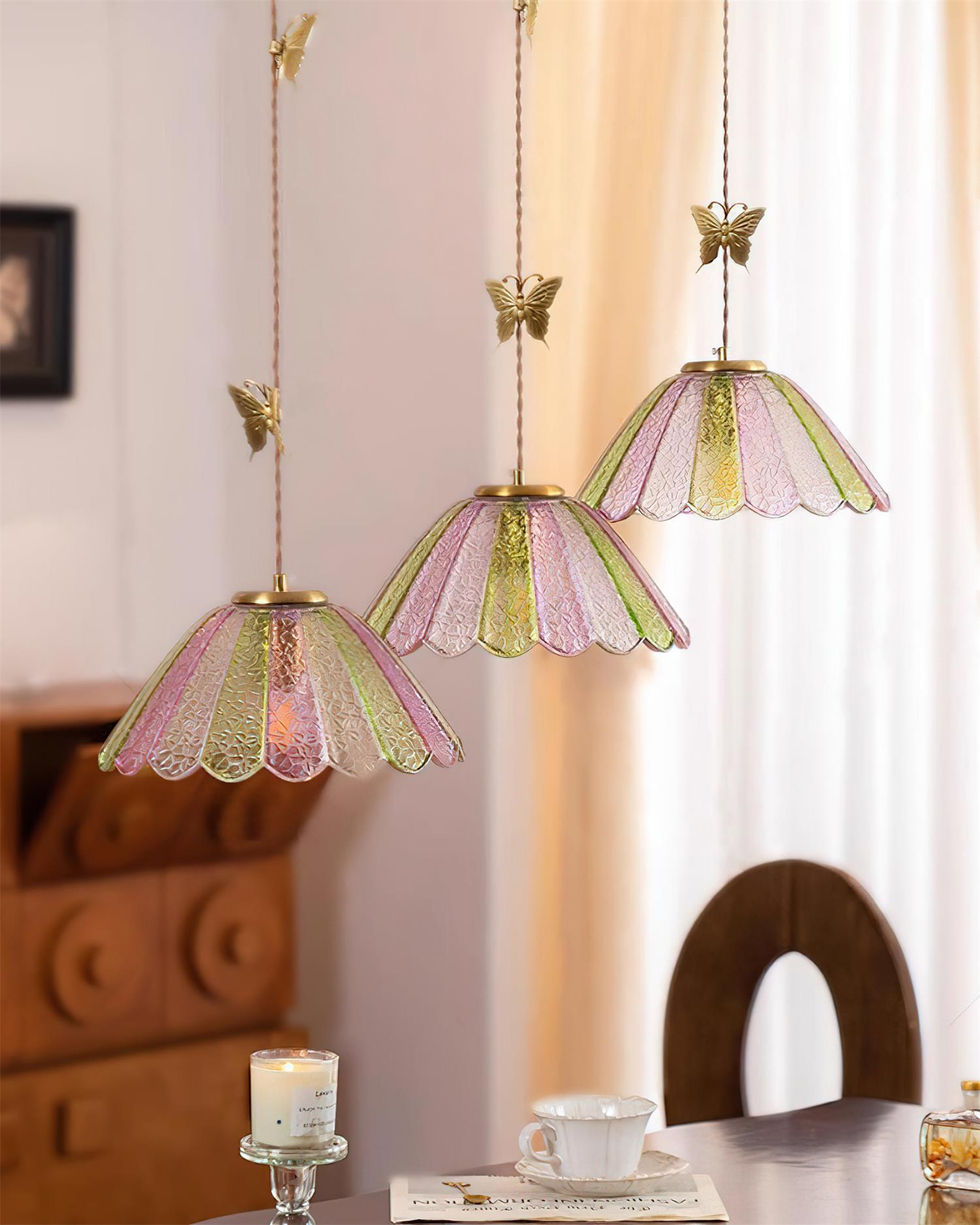 Leira Jupe Suspension Coquillage Teinté Verre Vintage - Neutralighting