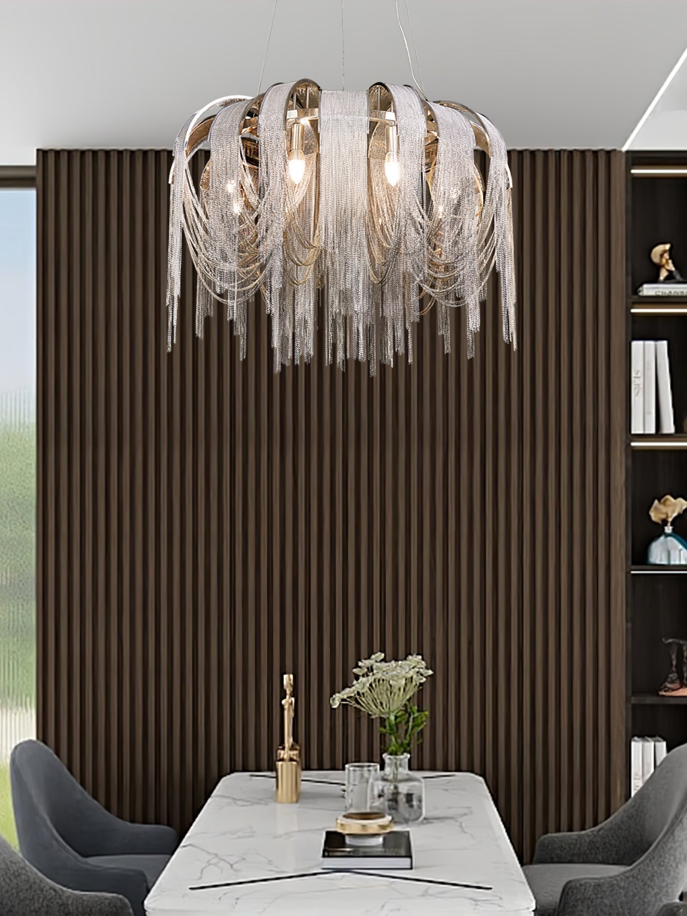 Lustra Lustre Superposé Chaîne Nickel Luxe - Neutralighting