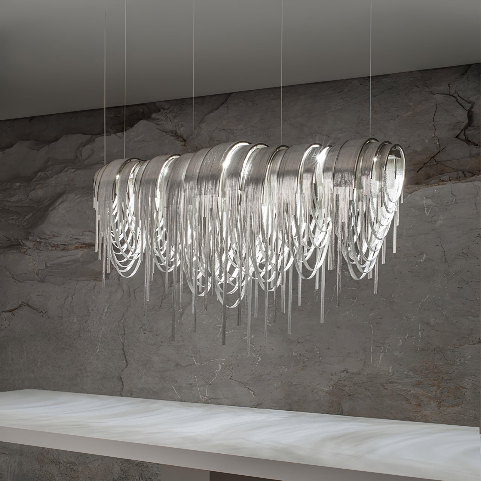 Lustra Lustre Superposé Chaîne Nickel Luxe - Neutralighting