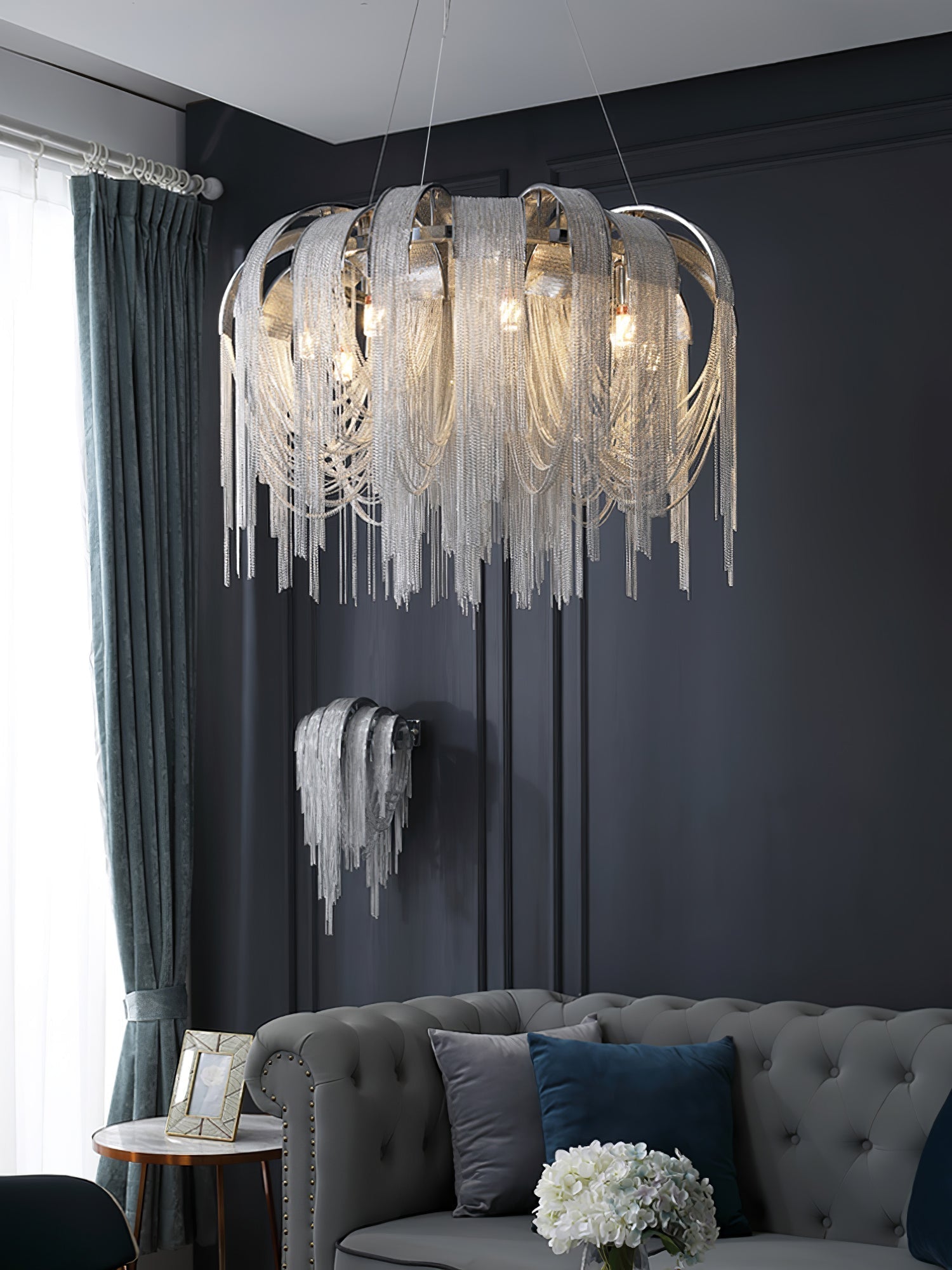 Lustra Lustre Superposé Chaîne Nickel Luxe - Neutralighting