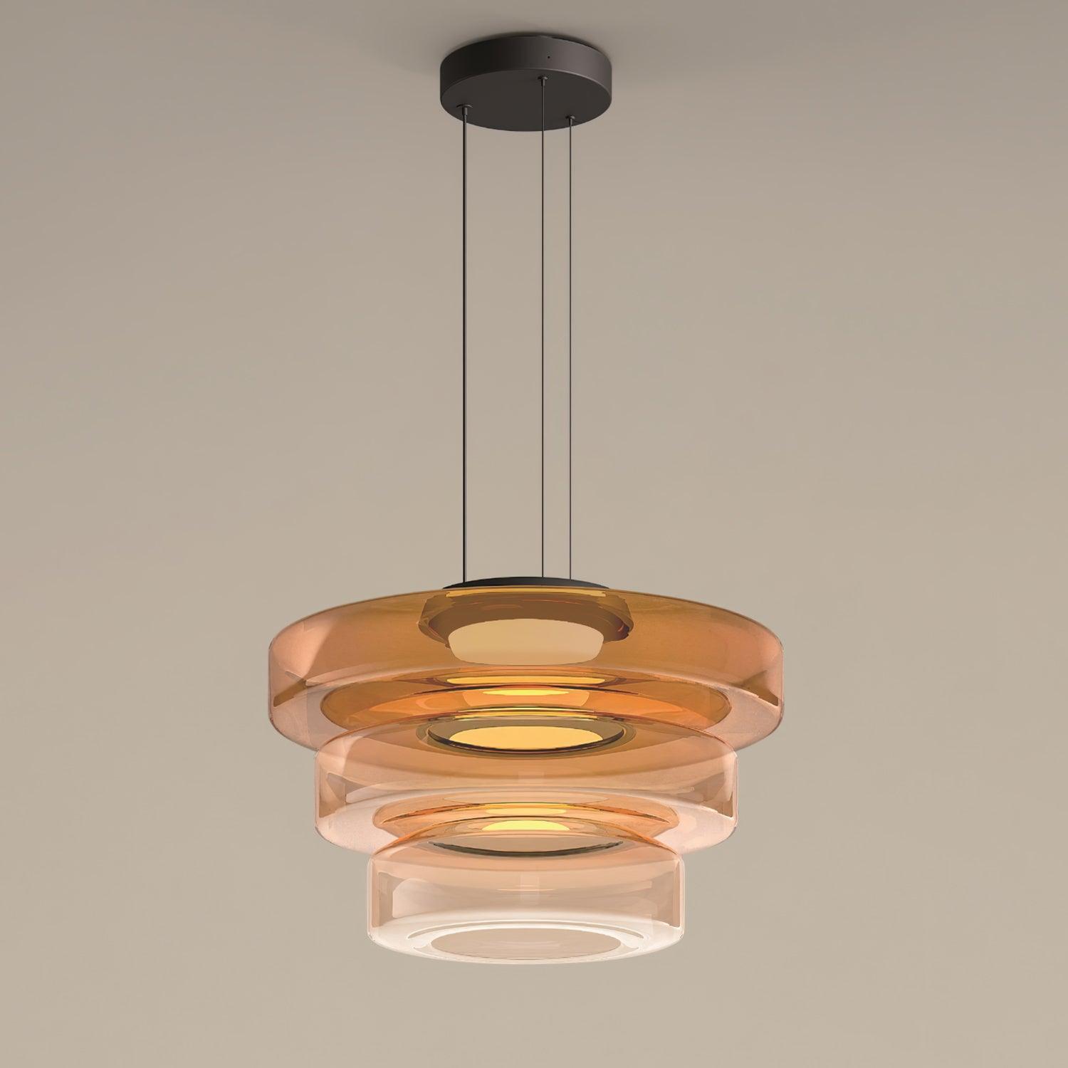 Lustra Suspension en Verre à Cercles Multi-Niveaux - Neutralighting