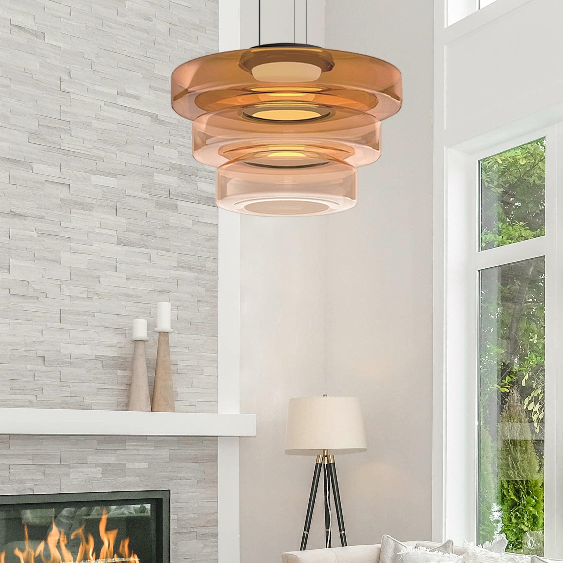 Lustra Suspension en Verre à Cercles Multi-Niveaux - Neutralighting