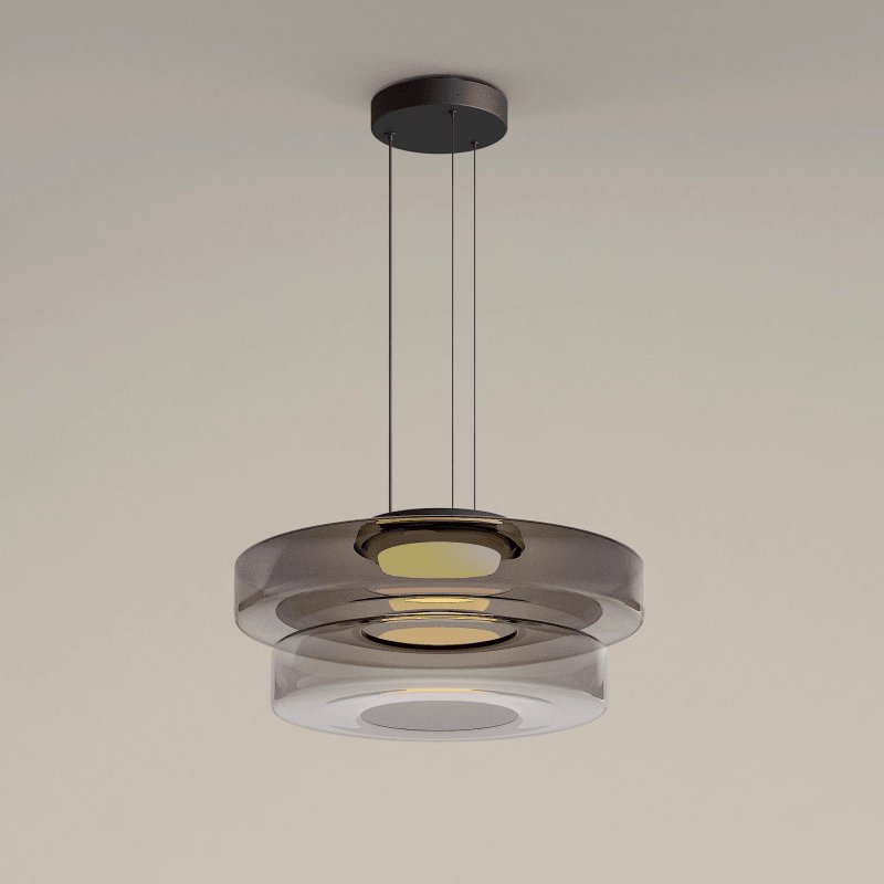Lustra Suspension en Verre à Cercles Multi-Niveaux - Neutralighting