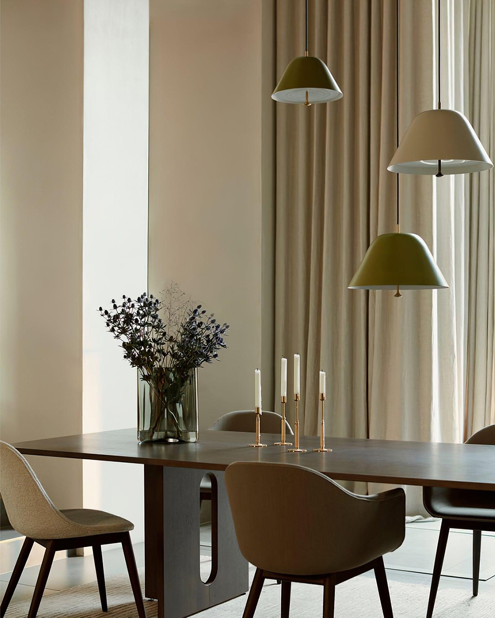 Solain Suspension moderne avec abat-jour vert et blanc minimaliste - Neutralighting