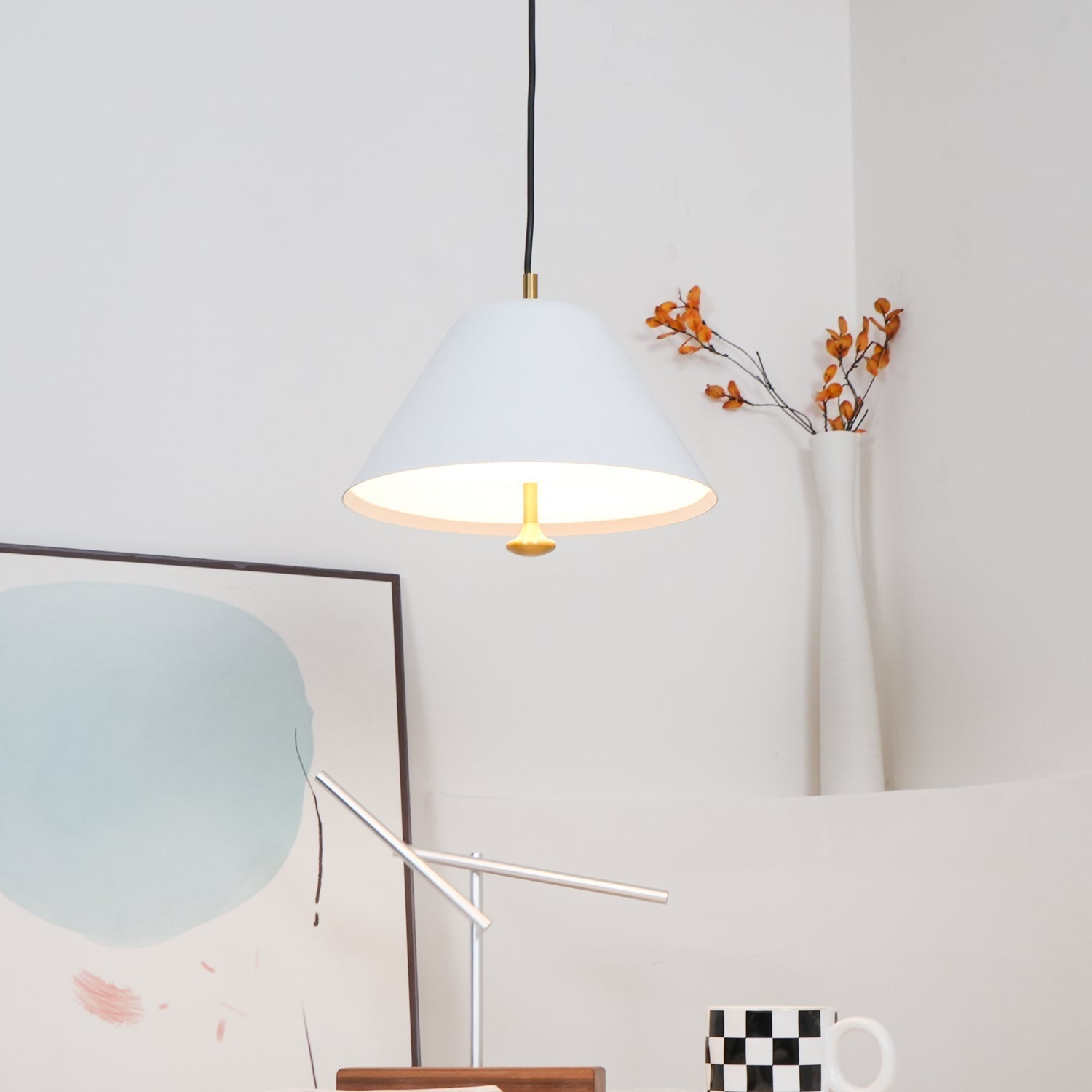 Solain Suspension moderne avec abat-jour vert et blanc minimaliste - Neutralighting