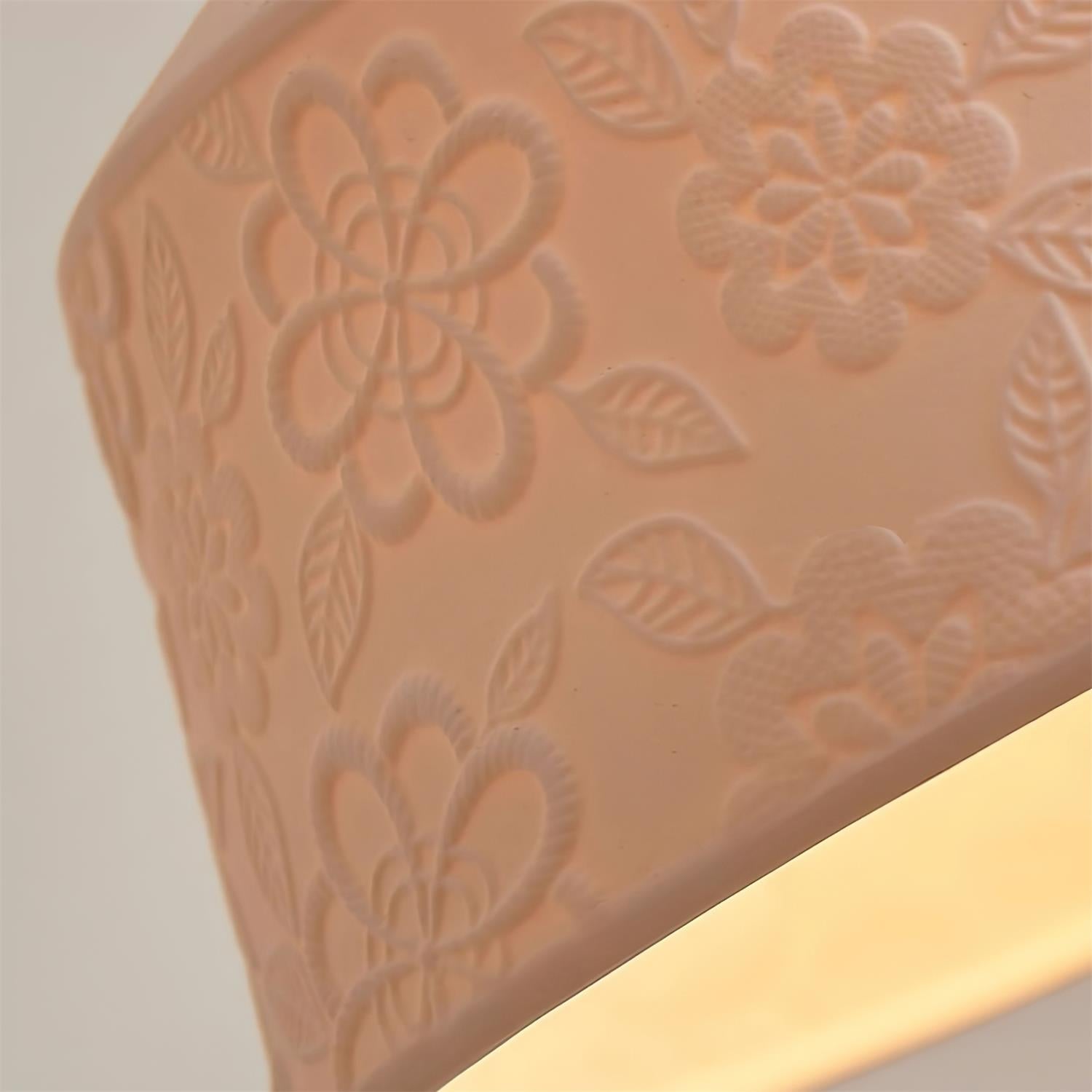 Pendant Lamp Textured Ceramic Drum Walnut Wood Retro - Letslighting