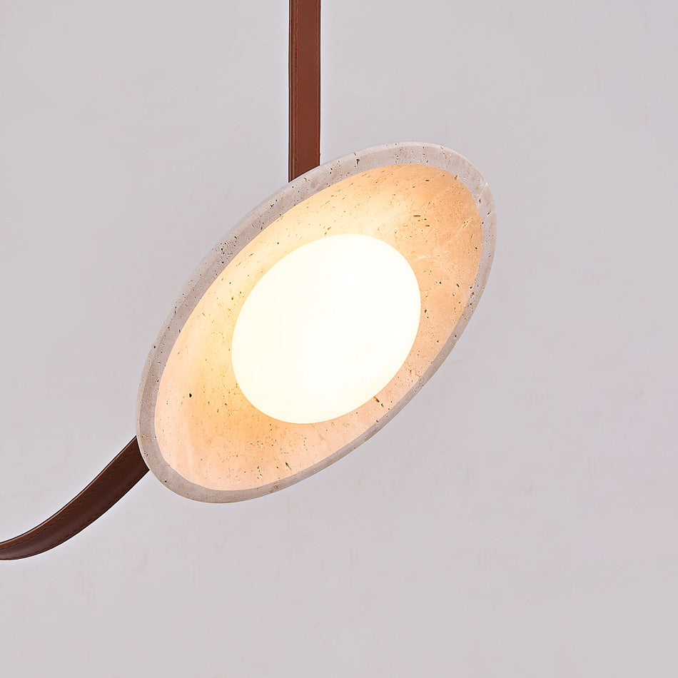 Lampe Pendentive en Cuir et Travertin Rail Moderne Minimaliste Olnoran - Neutralighting