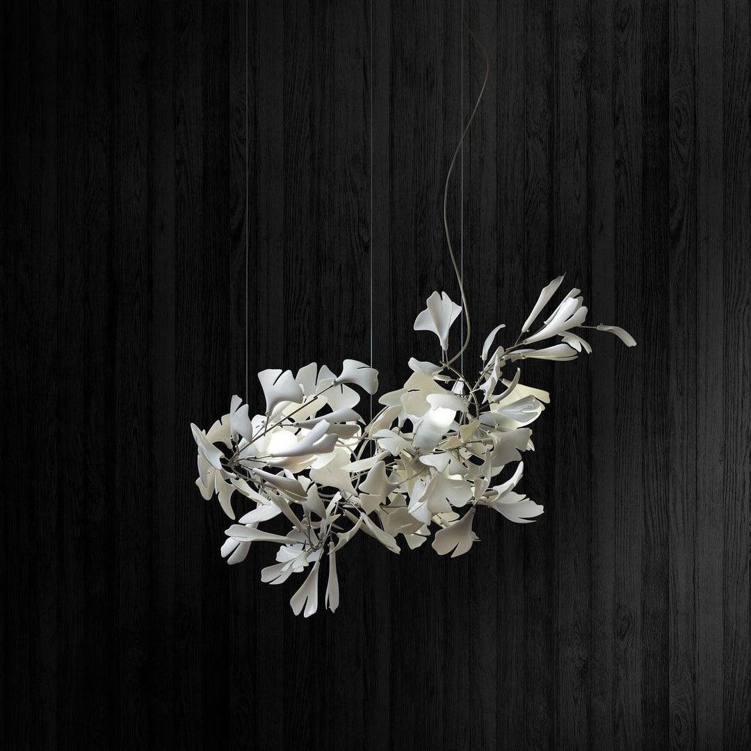 Olivia Chandelier en Céramique Feuilles de Ginkgo aux Courbes Organiques - Neutralighting