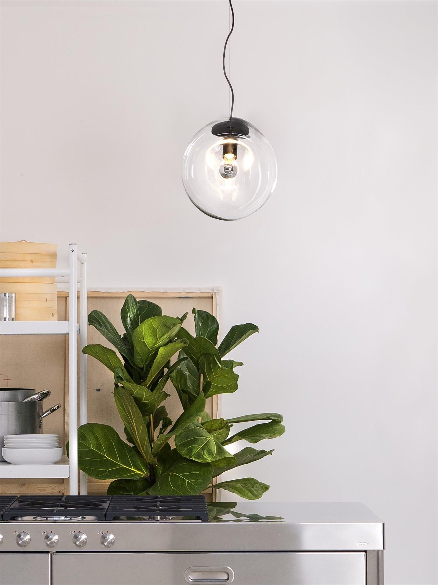 Lampe Pendentive en Verre Noir Moderne Minimaliste Lymara - Neutralighting