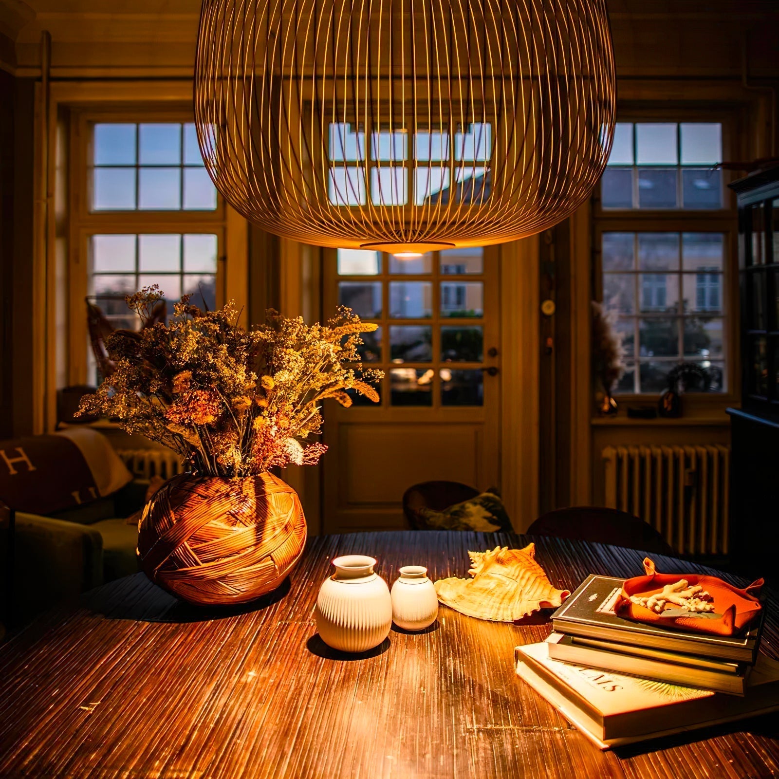 Vadorora Modern Minimalist Cage Metal Pendant Lamp - Lamp Copper