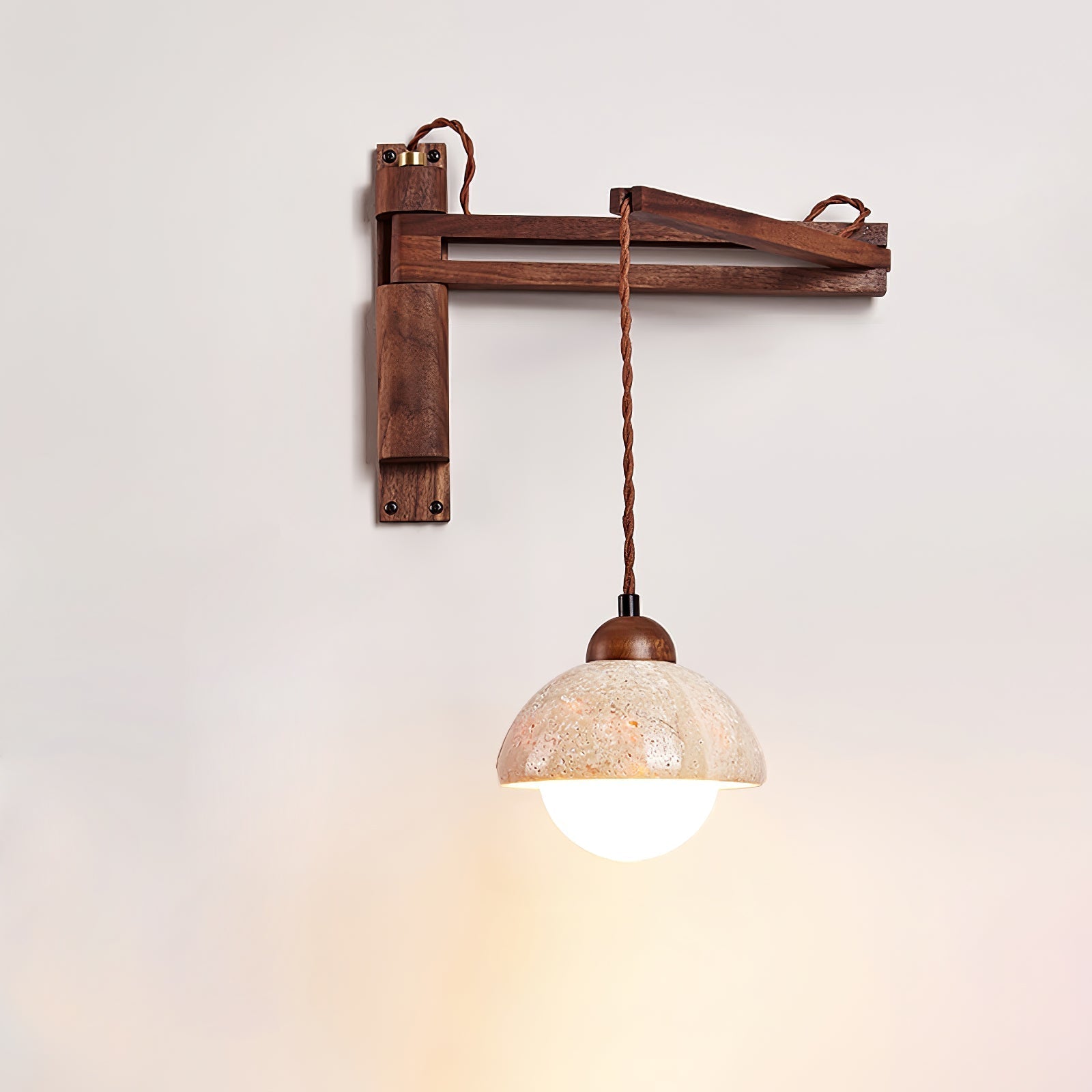 Fossil Travertine Swing Arm Wall Lamp Plug-in - Neutralighting