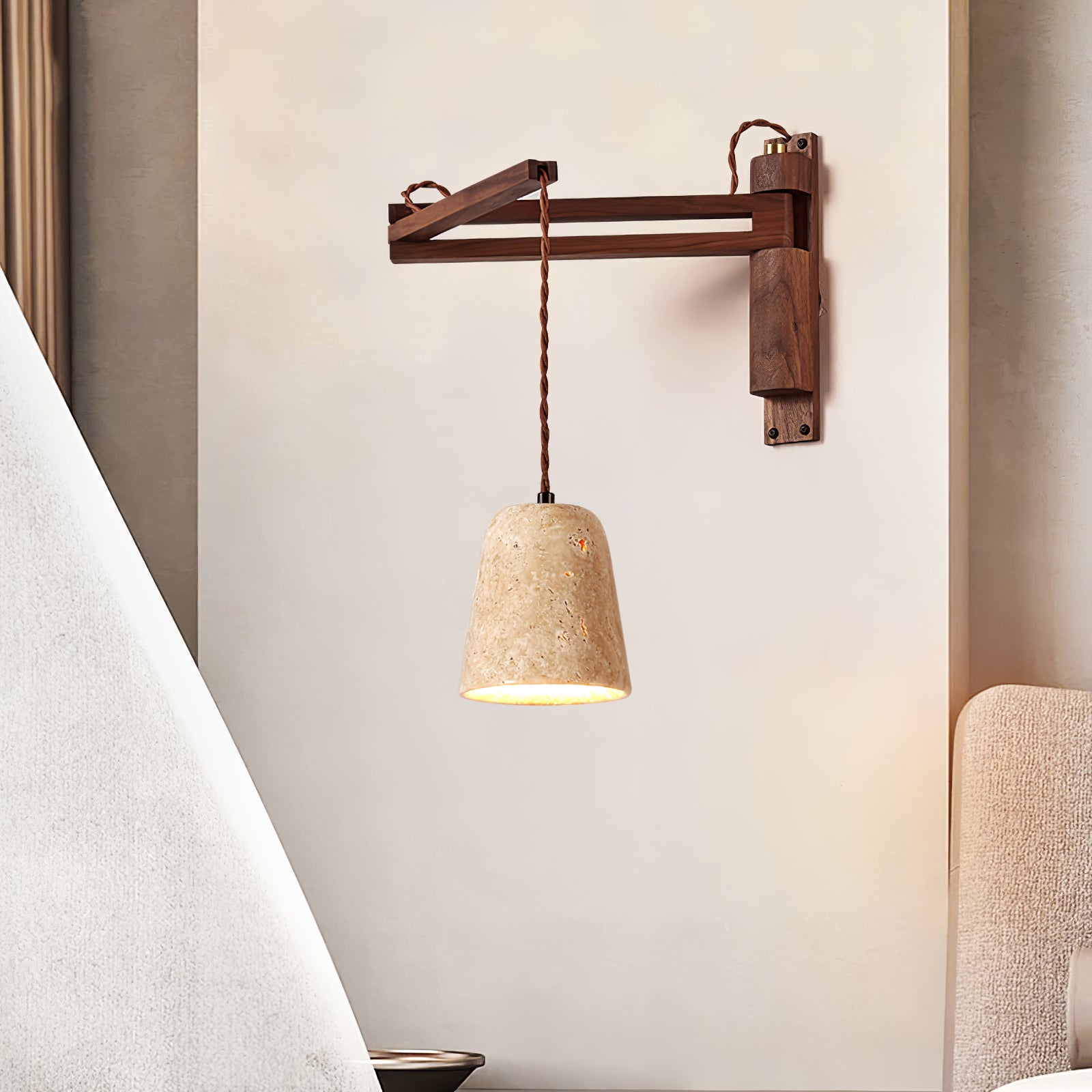 Fossil Travertine Swing Arm Wall Lamp Plug-in - Neutralighting