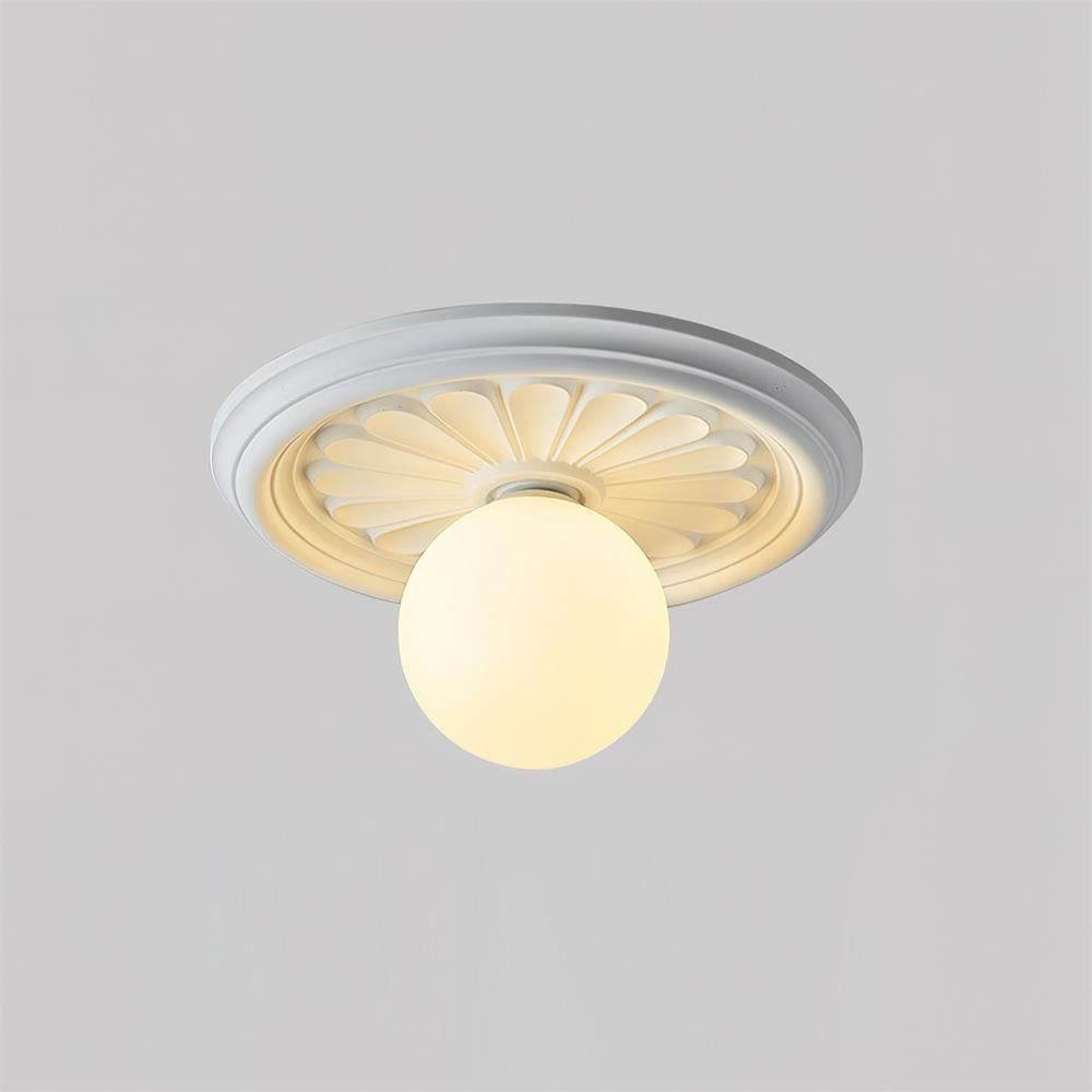 Ivorelle Vintage Carved Ceiling Light with Globe Shade - Letslighting