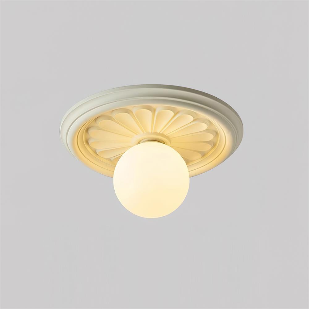 Ivorelle Vintage Carved Ceiling Light with Globe Shade - Letslighting