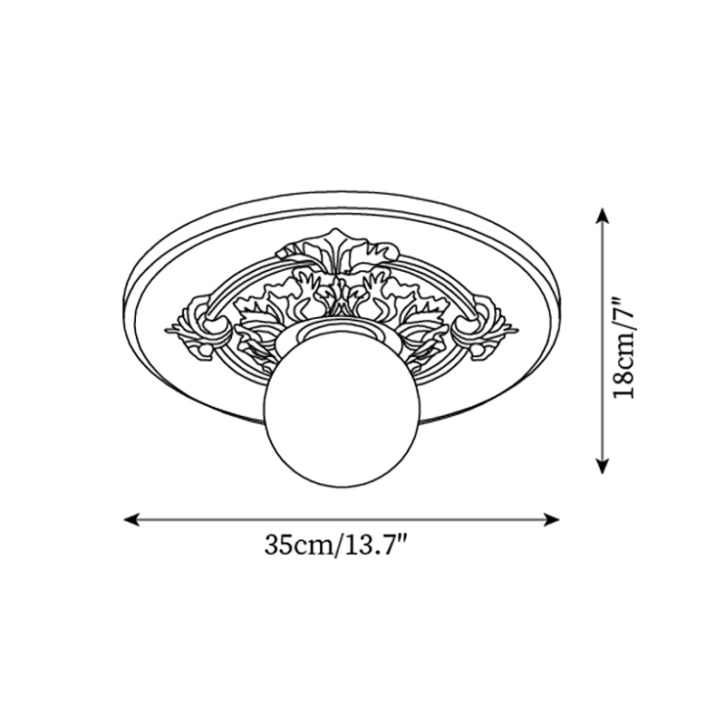 Ivorelle Vintage Carved Ceiling Light with Globe Shade - Letslighting