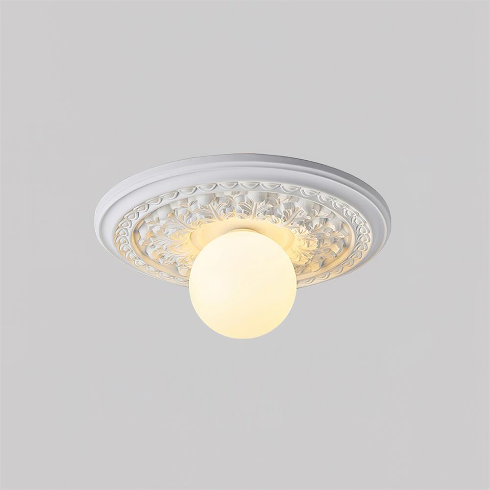 Ivorelle Vintage Carved Ceiling Light with Globe Shade - Letslighting