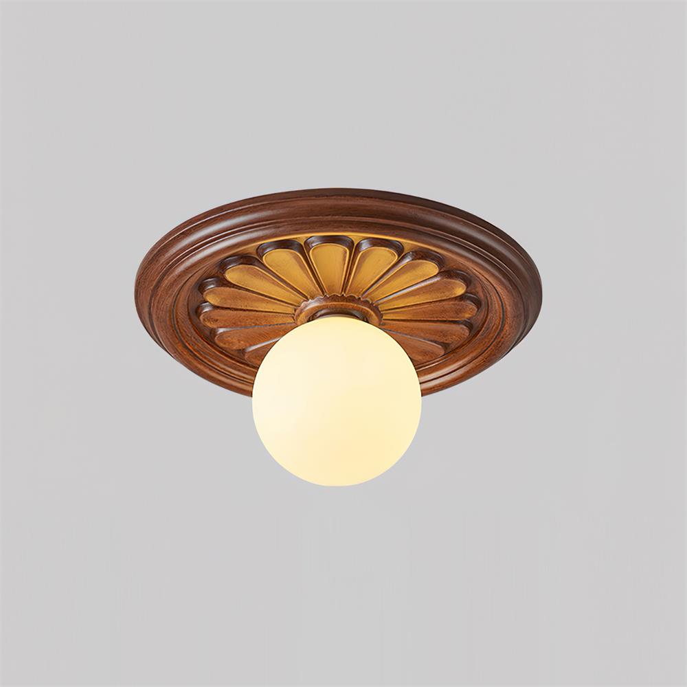 Ivorelle Vintage Carved Ceiling Light with Globe Shade - Letslighting