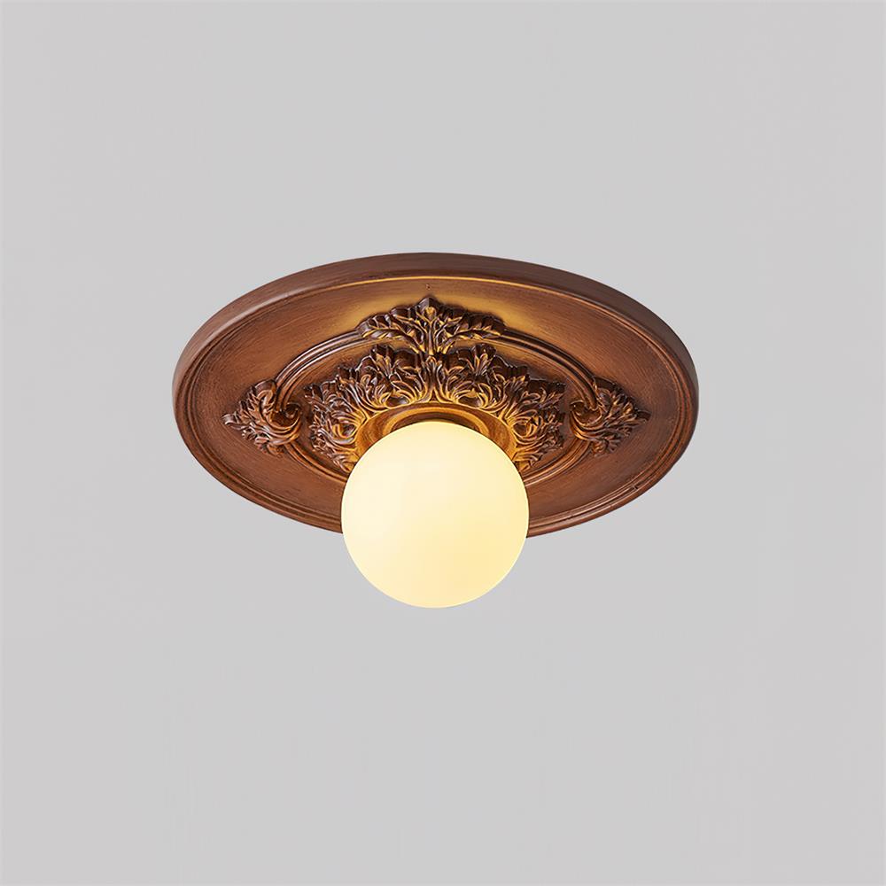 Ivorelle Vintage Carved Ceiling Light with Globe Shade - Letslighting